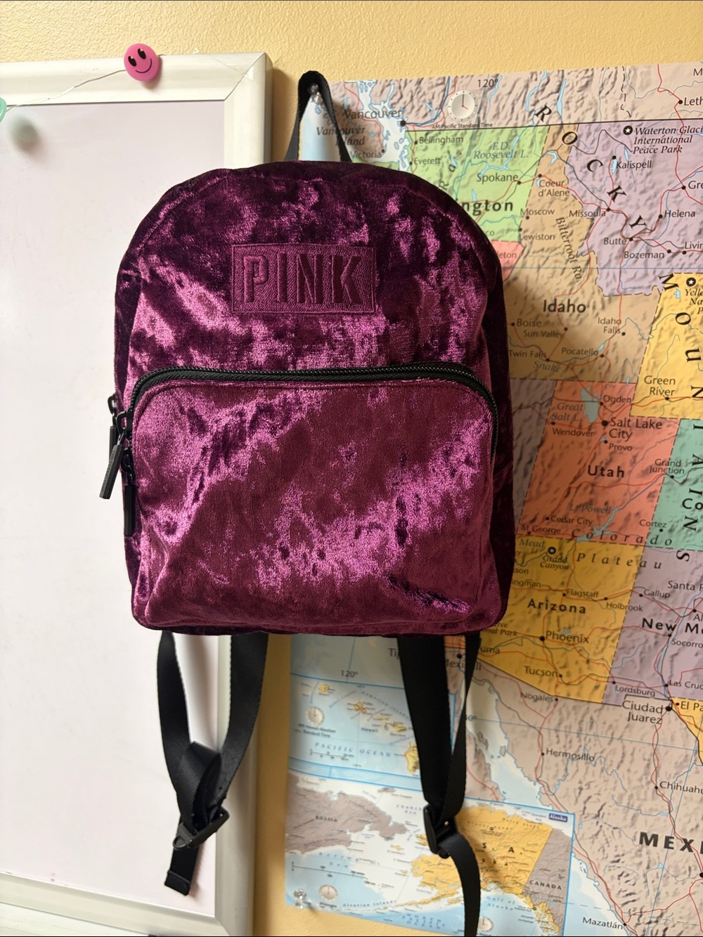 PINK Victoria's Secret Plush Velvet Mini Backpack in Magenta